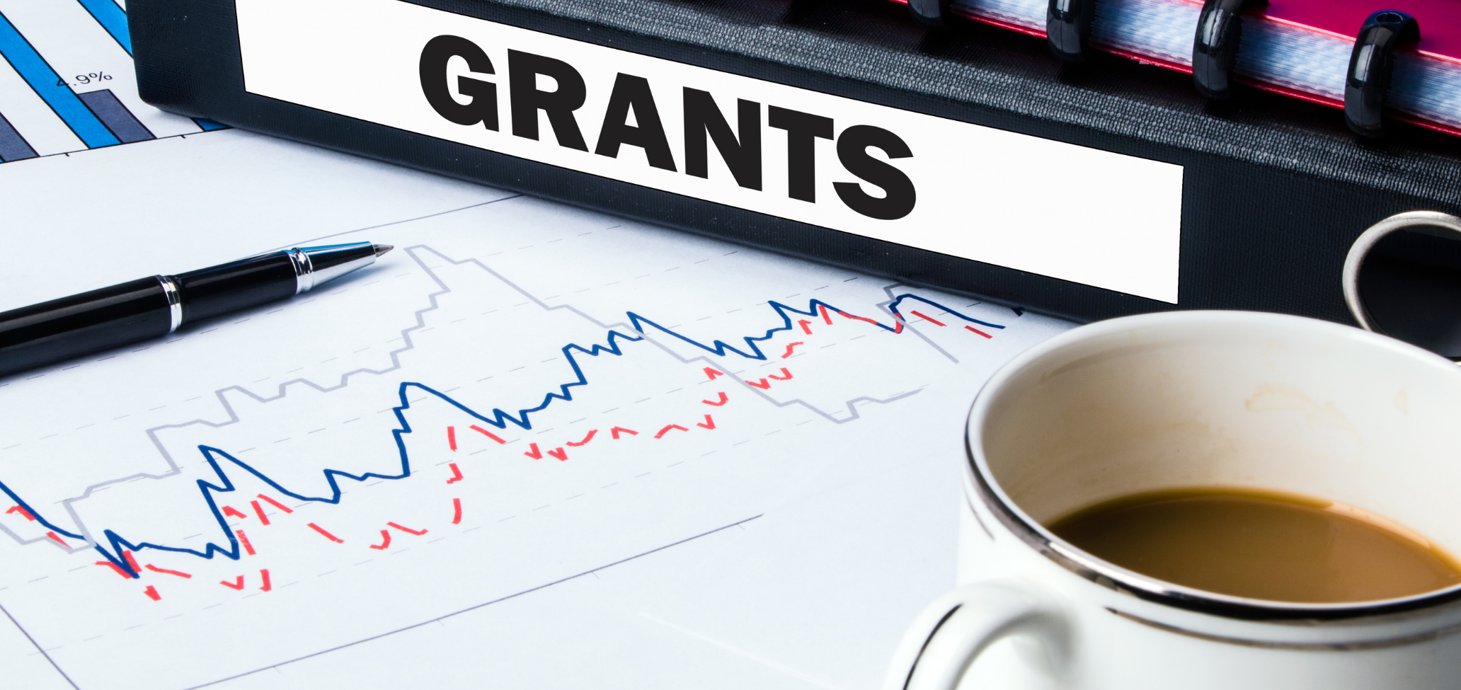 grants folder and financial charts