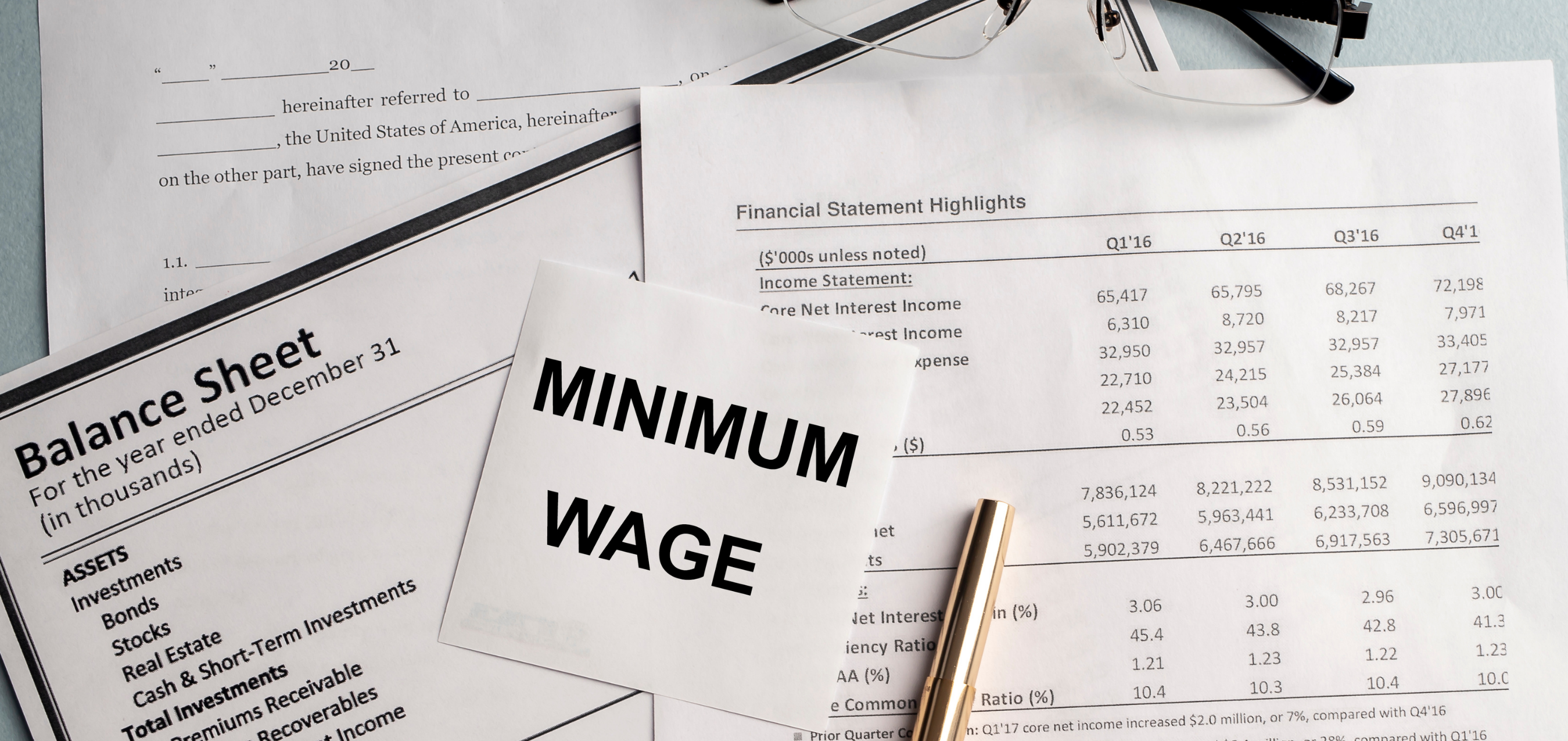 minimum wage paper on financial documents