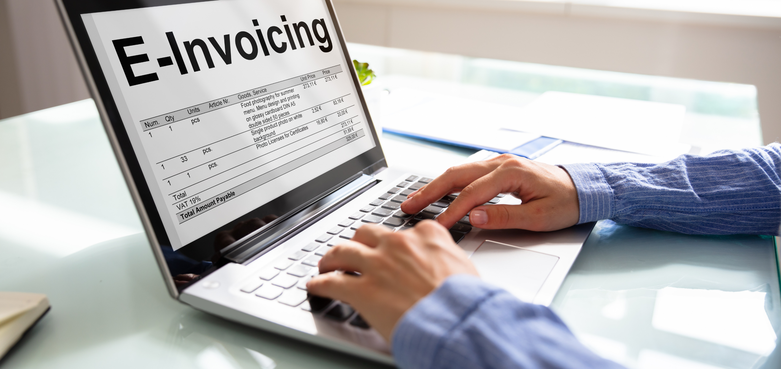 e-invoicing screen on a laptop